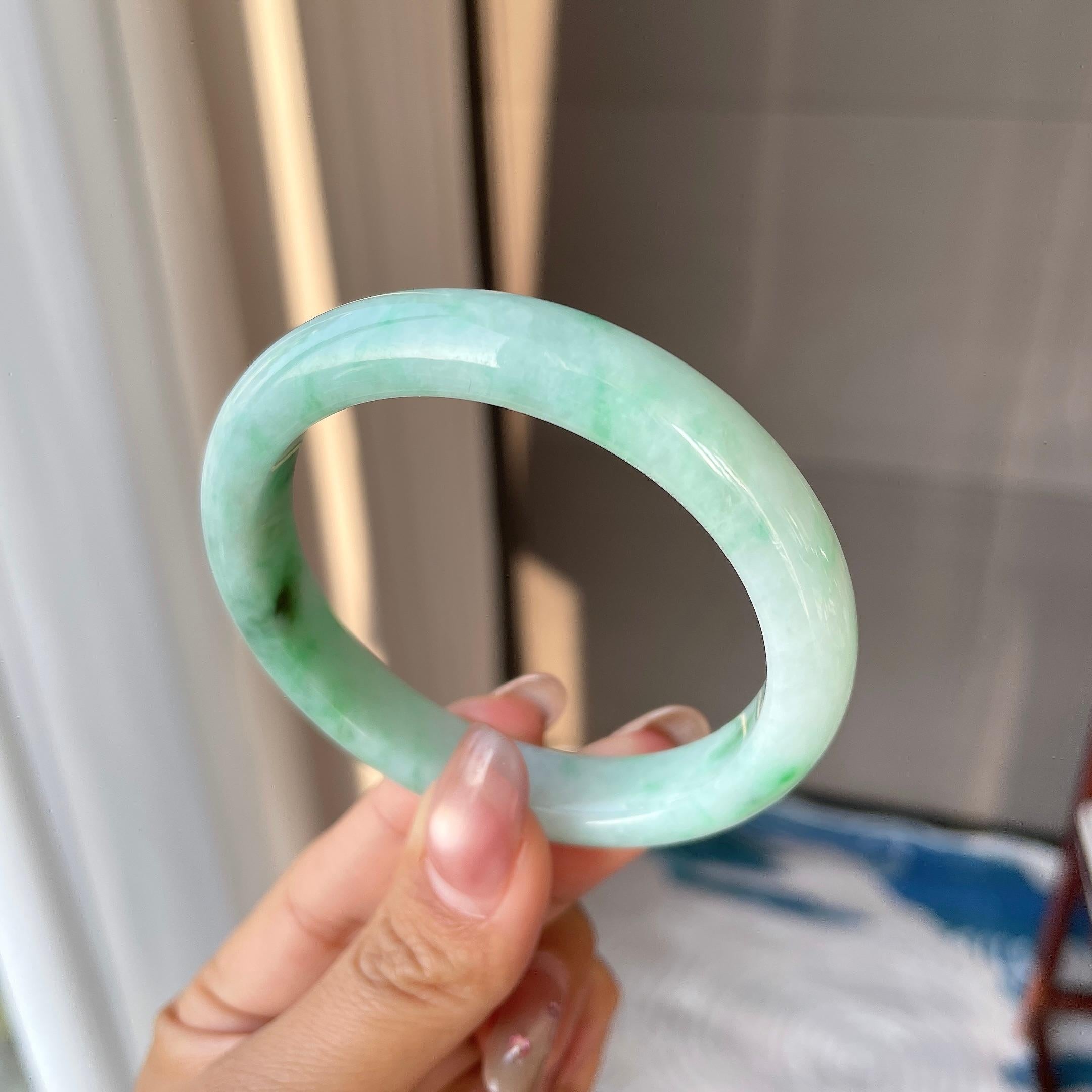 细糯种飘绿平安镯（55.4mm）（yc304264）