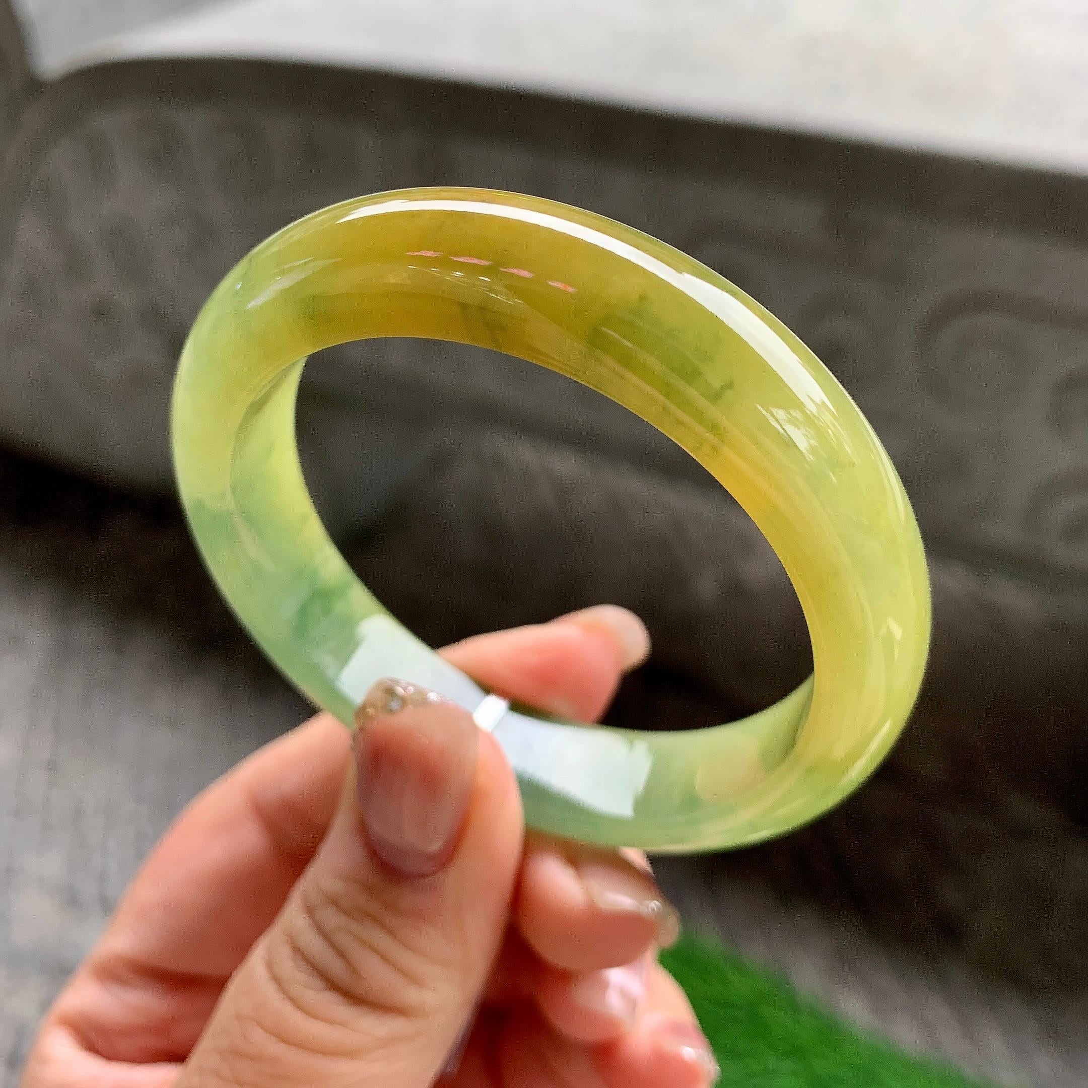 细糯种黄翡飘花平安镯（50.8mm）（yc288709）