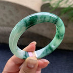 细糯种飘蓝花正圈平安镯  56.8圈口 天然缅甸A货翡翠（yc405538）