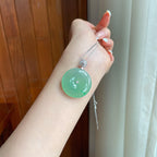 18k金扣头糯冰晴底飘花翡翠平安扣（yc406436）