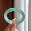 冰种湖水蓝宽版翡翠平安镯（57.8mm）（yc420191）
