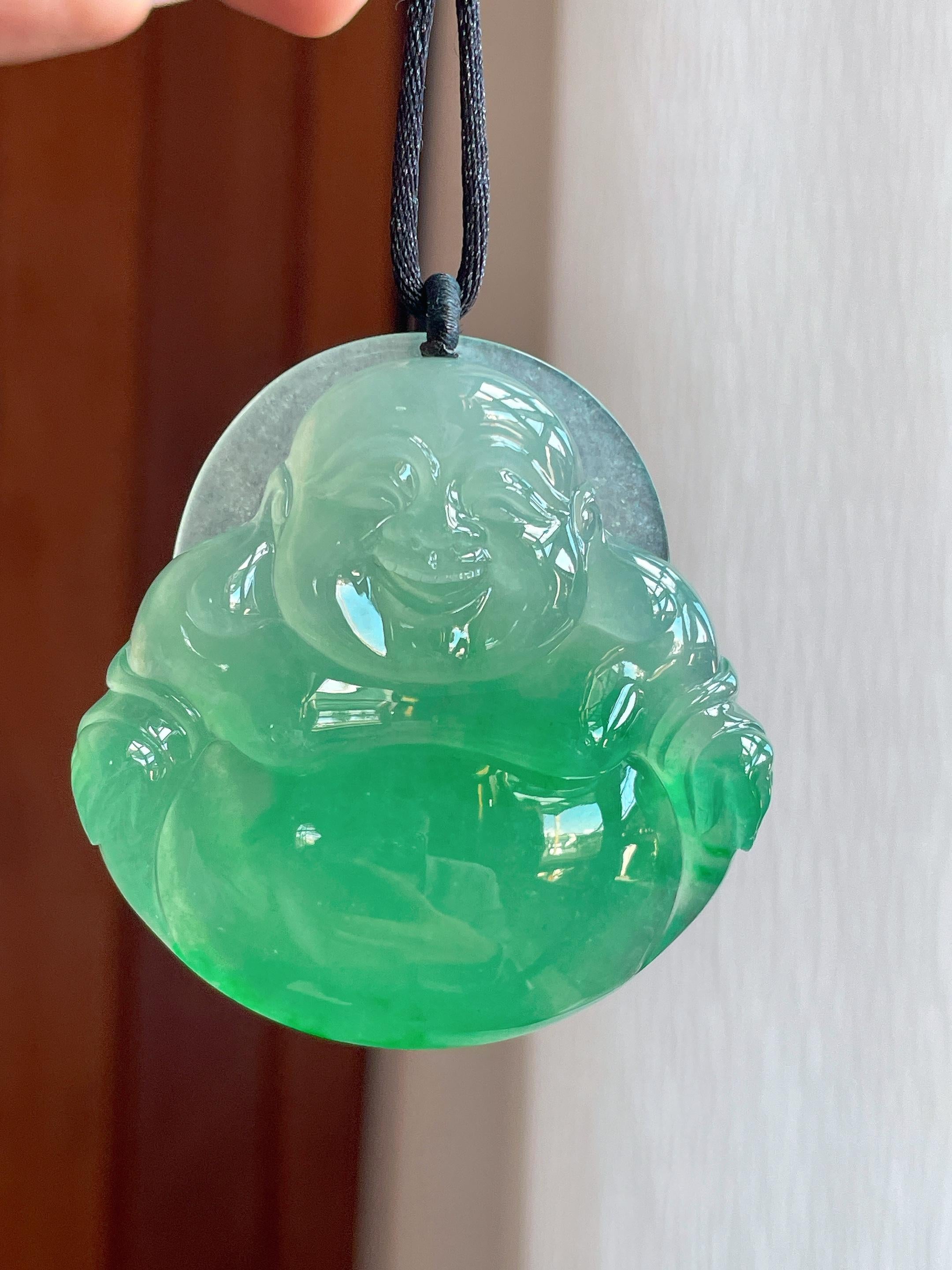 冰种飘阳绿翡翠佛公（yc319549）