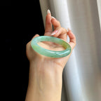 糯冰黄加绿翡翠平安镯（54mm）（yc295781）