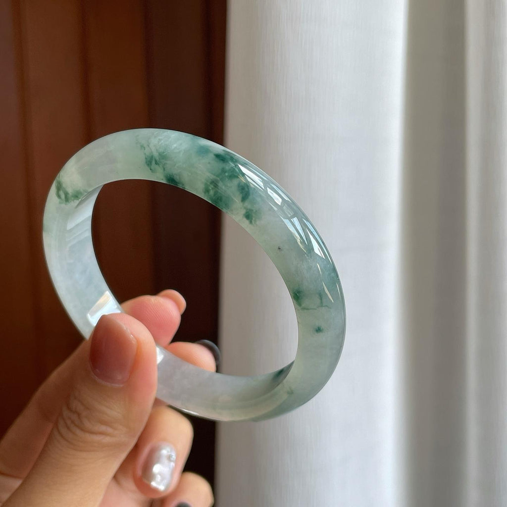 糯冰飘花翡翠平安镯（57.5mm）（yc281665）