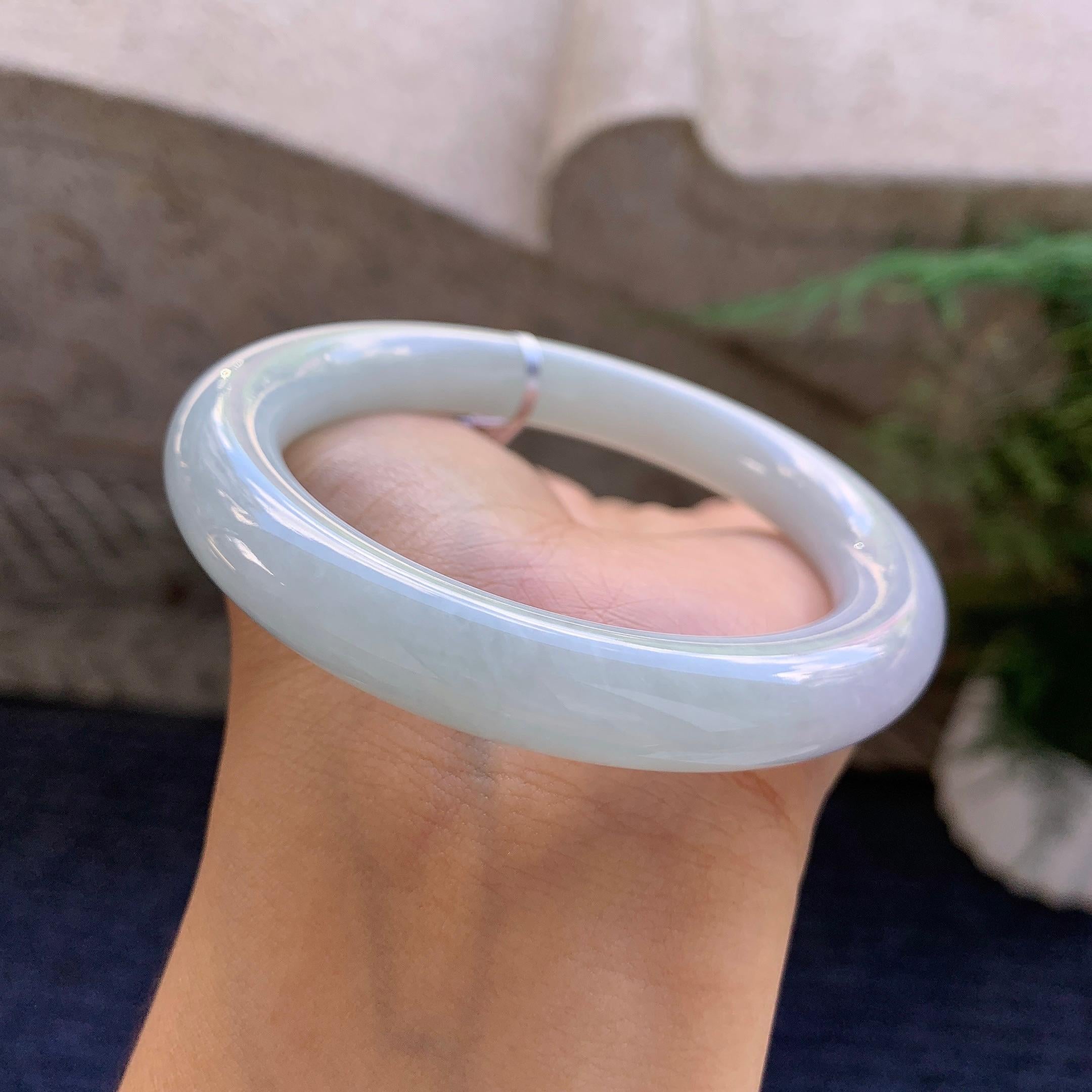 糯种淡晴底圆条手镯（57.6mm）（yc223229）