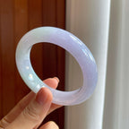糯冰春底带色翡翠平安镯（56.8mm）（yc276507）