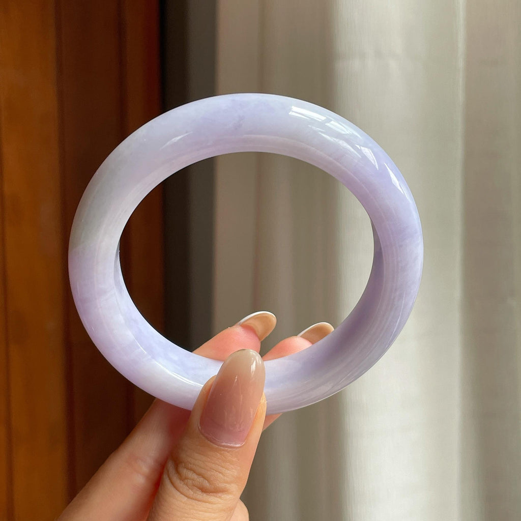 糯冰淡春底翡翠平安镯（57.3mm)（yc417337）
