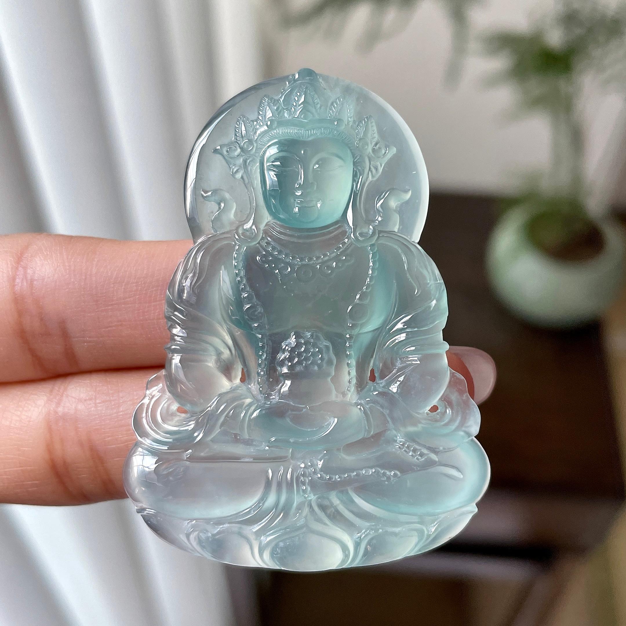 冰种蓝水晴水度母挂件（yc312576）
