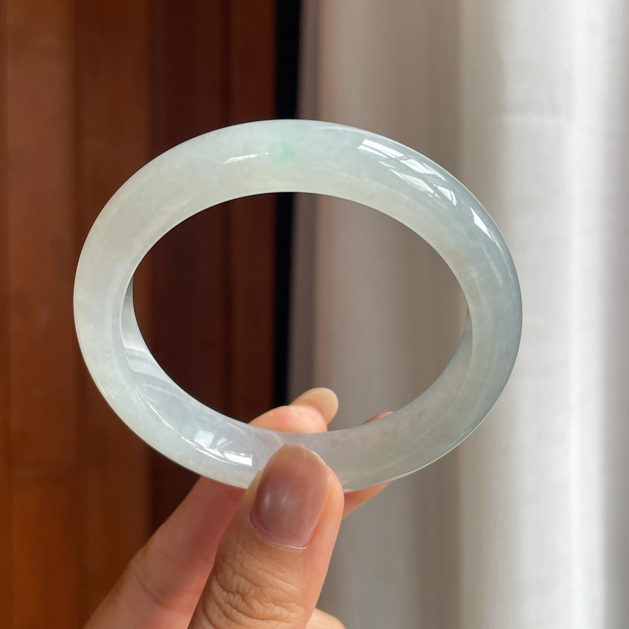 冰种晴底翡翠平安镯（56mm）（yc411289）