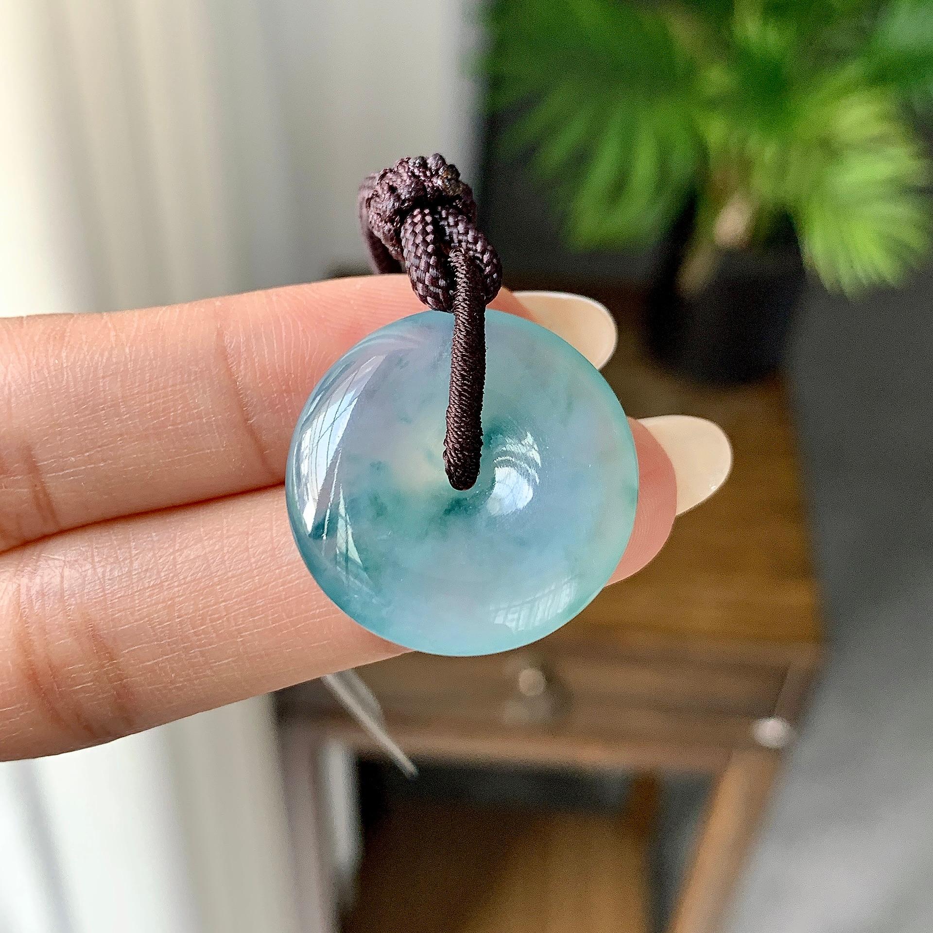 糯冰种飘花平安扣吊坠（yc248130）