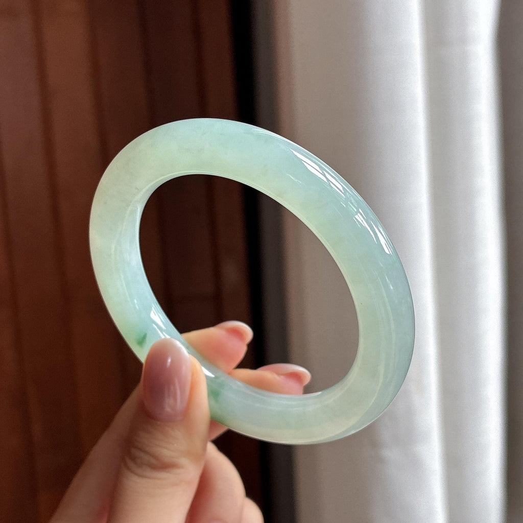 冰种飘花圆条手镯 55圈 天然缅甸A货翡翠（yc506746）
