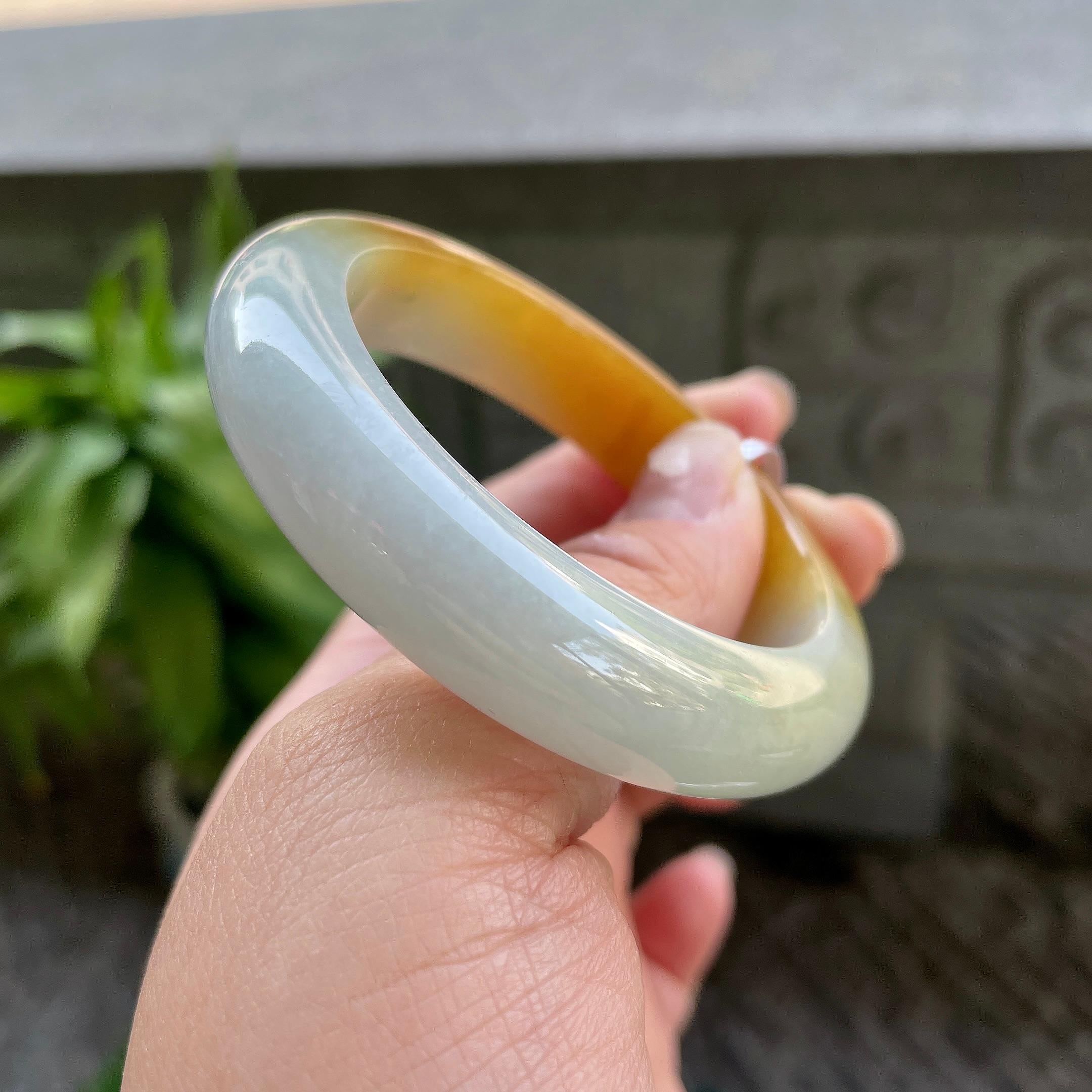 细糯种黄翡平安镯（51mm）（yc310092）