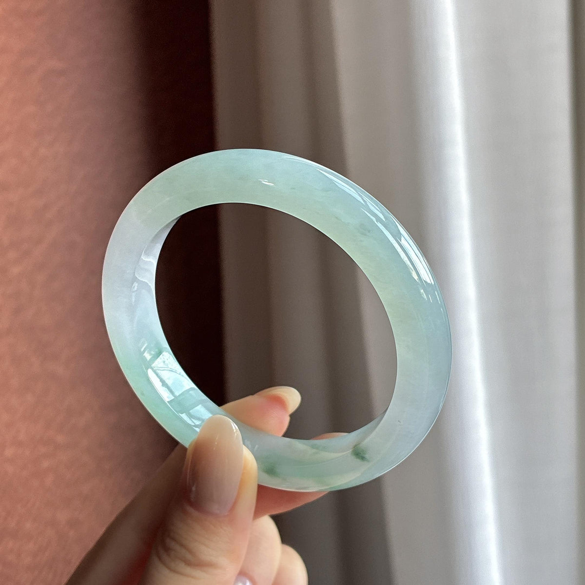 糯冰种飘花正圈平安镯 54圈（yc787778）