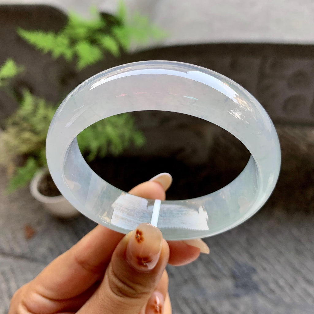 糯冰种淡晴底宽版轮胎手镯（57.3mm）（yc246618）