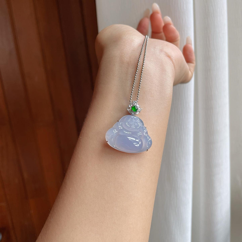 18k金钻镶糯冰紫罗兰翡翠佛公（yc263544）