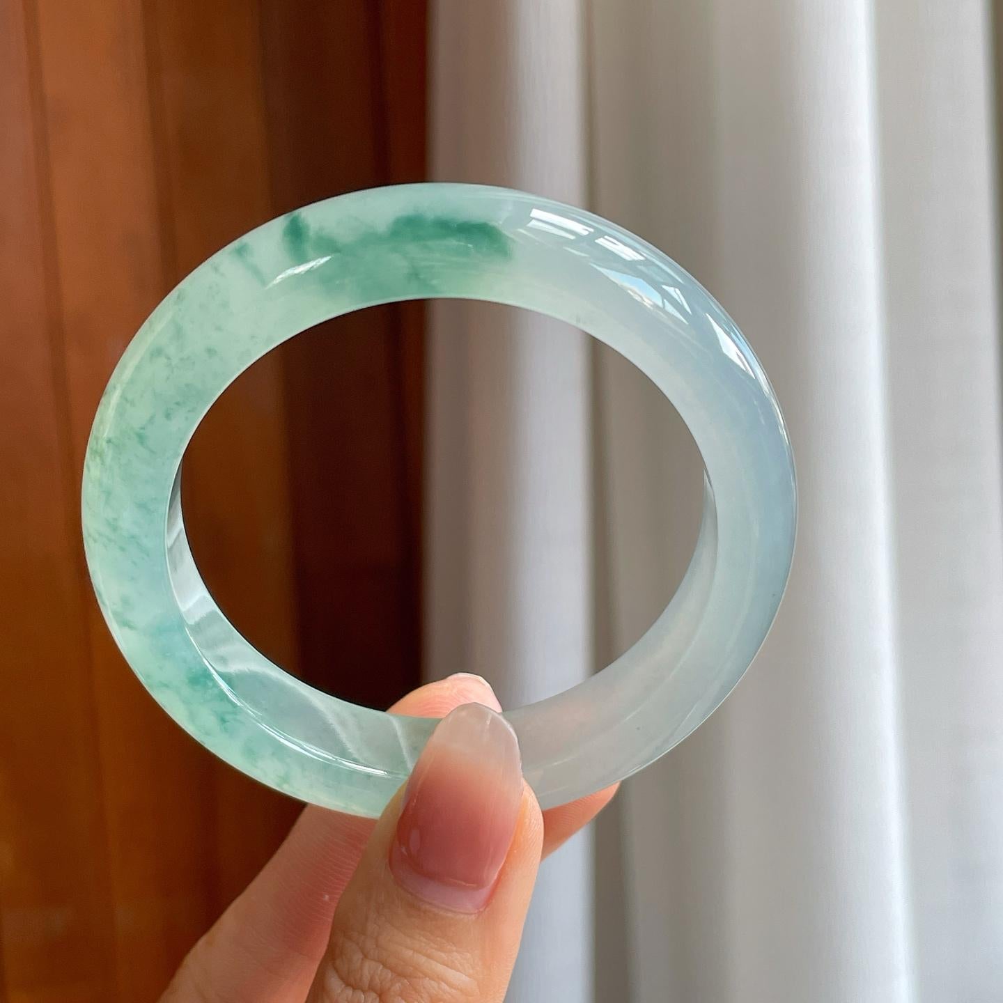 冰种飘花翡翠平安镯（54.6mm）（yc314120）