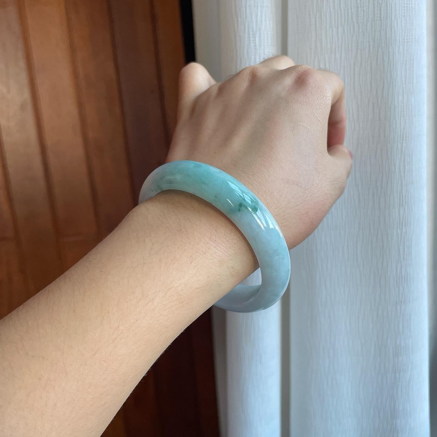 糯冰飘花翡翠平安镯（58.6mm）（yc266507）