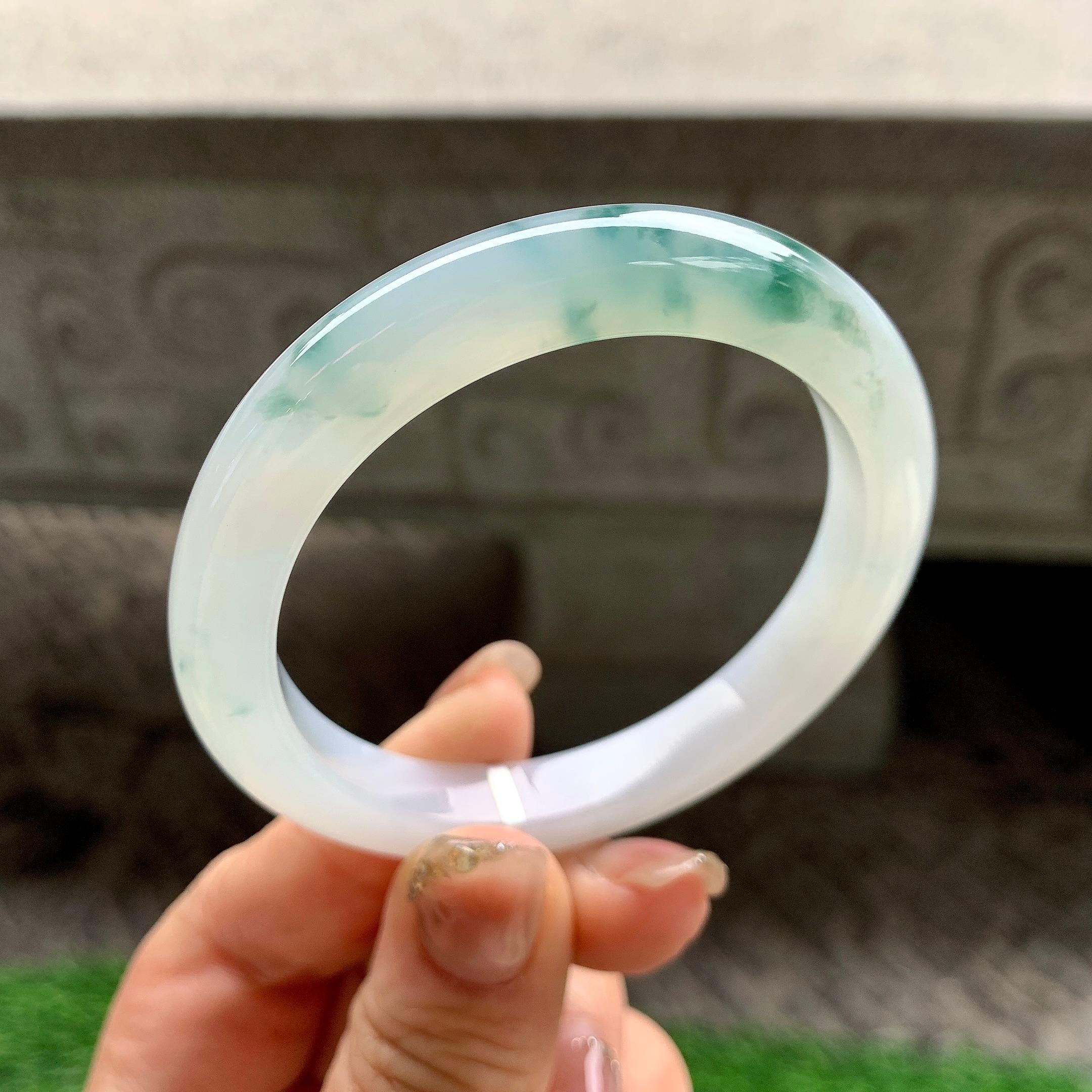 糯冰种飘花平安镯（52.8mm）（yc288713）