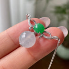 18k金钻镶糯冰种无色圆珠项链   天然缅甸A货翡翠（yc319028）