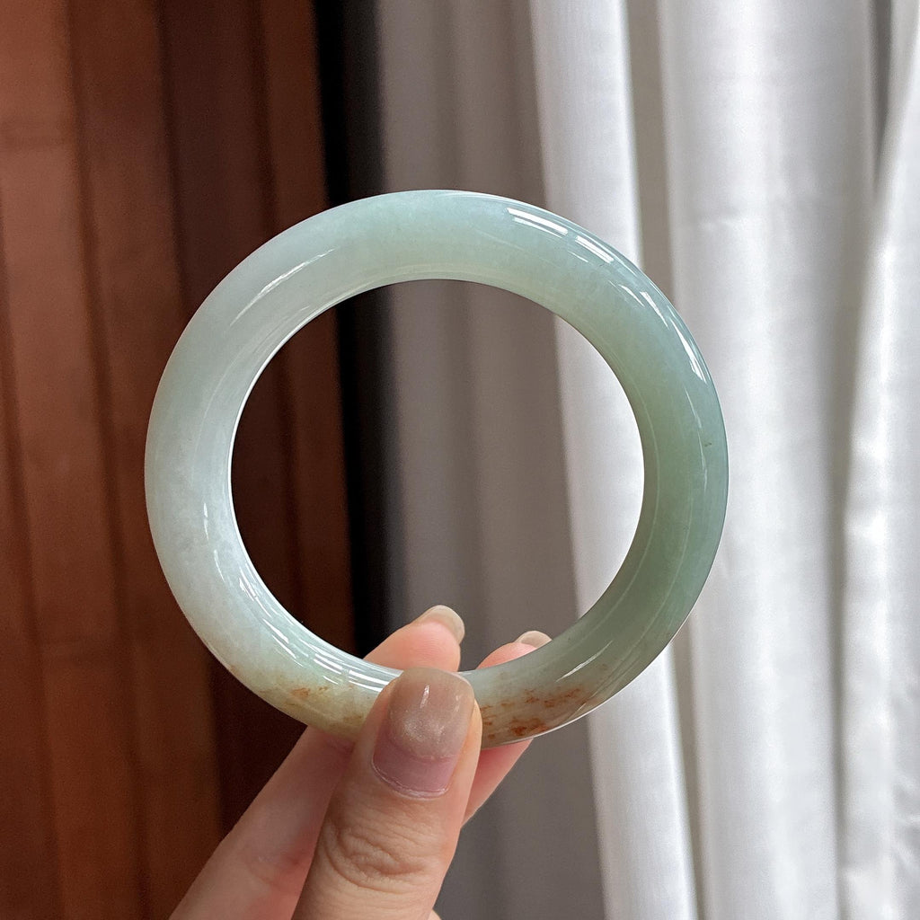 细糯种红翡特色圆条手镯 57圈 天然缅甸A货翡翠（yc484586）