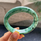 大圈口   细糯种干青色正圈平安镯58.7圈     天然缅甸A货翡翠（yc371545）