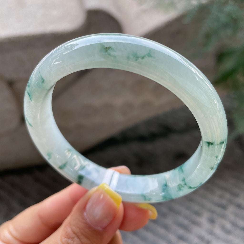 细糯种飘花正圈平安镯56.7圈     天然缅甸A货翡翠（yc366510）