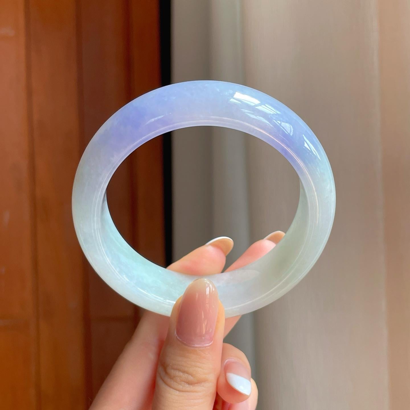 糯冰紫罗兰宽版翡翠平安镯（57.4mm)（yc374846）