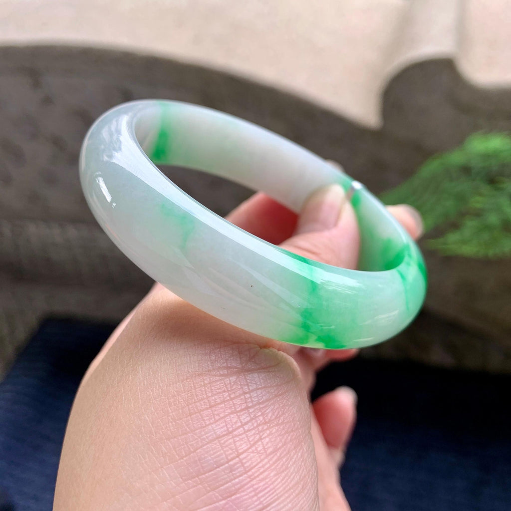 细糯种飘阳绿宽版轮胎手镯（58.4mm）（yc253746）