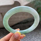 大圈口    细糯种油青色圆条手镯58.9圈      天然缅甸A货翡翠（yc366496）