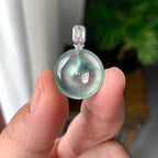 18K金钻镶冰种淡晴底平安扣吊坠（yc257220）