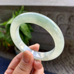 细糯种飘绿花正圈平安镯53.5圈口 天然缅甸A货翡翠（yc334203）