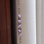 Vòng tay hồ lô tím lanh băng ngọc bích thiên nhiên Miến Điện loại A khảm vàng 18k (yc450398)