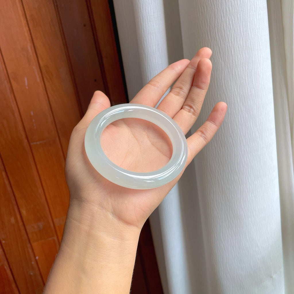 冰种晴底翡翠圆条手镯（54.5mm）（yc247654）