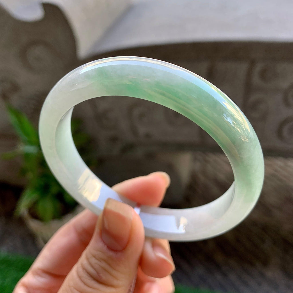细糯种飘绿平安镯（56mm）（yc308180）