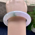 细糯种淡粉底飘花圆条手镯（59mm）