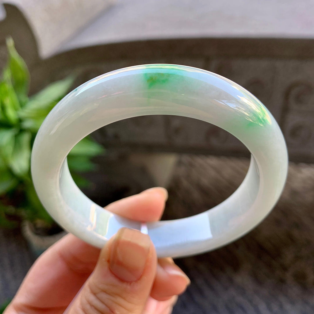 细糯种白底青平安镯（55.3mm）（yc308746）