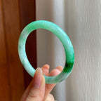 糯冰带色翡翠圆条手镯（55mm)（yc350511）