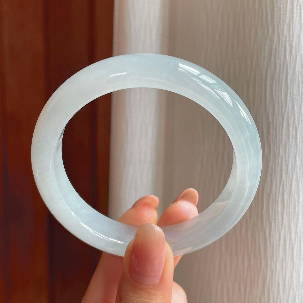 冰种晴底翡翠平安镯（55.5mm)（yc350439）