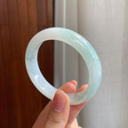 糯冰飘花翡翠平安镯（54.3mm)（yc323701）