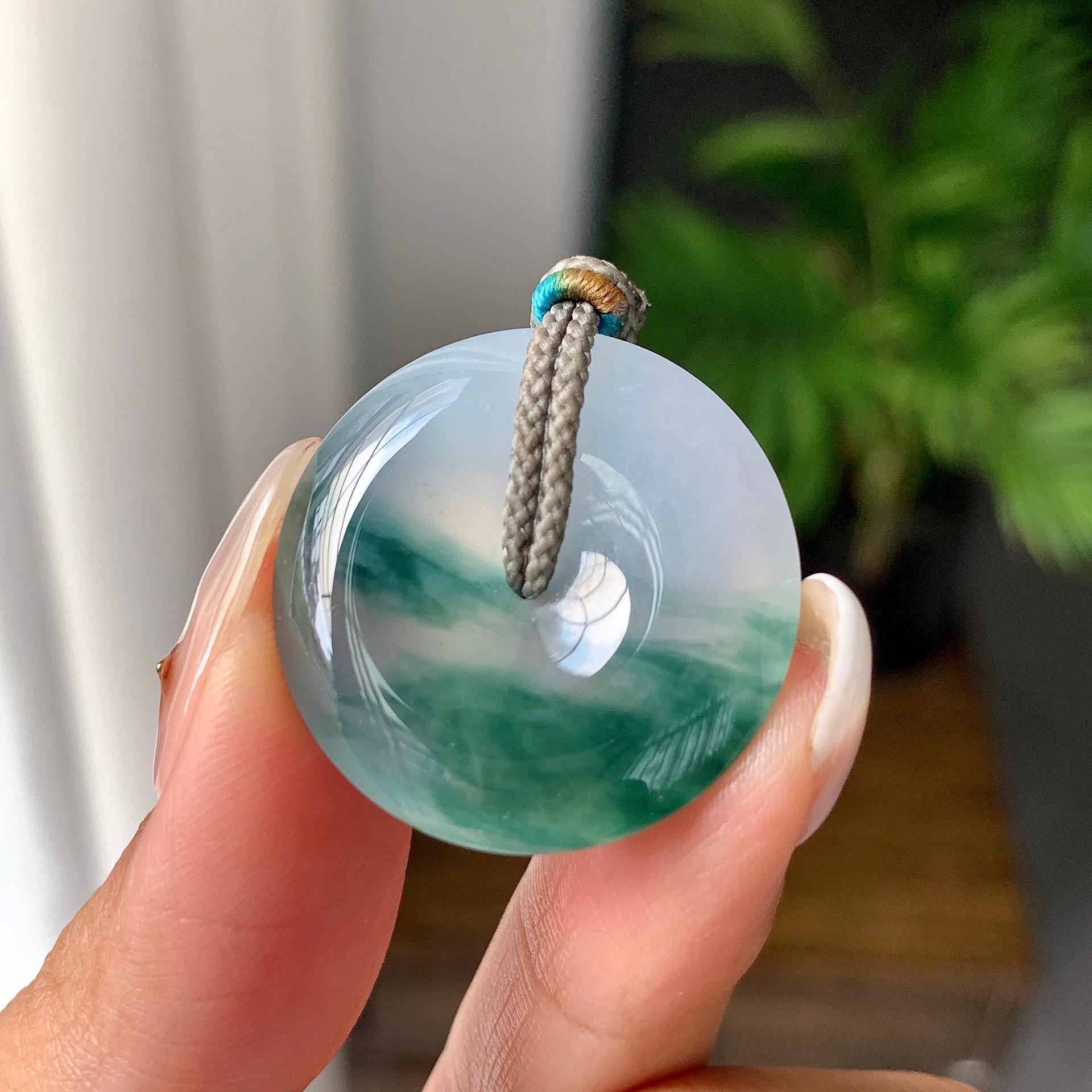 糯冰种飘花平安扣吊坠（yc245075）