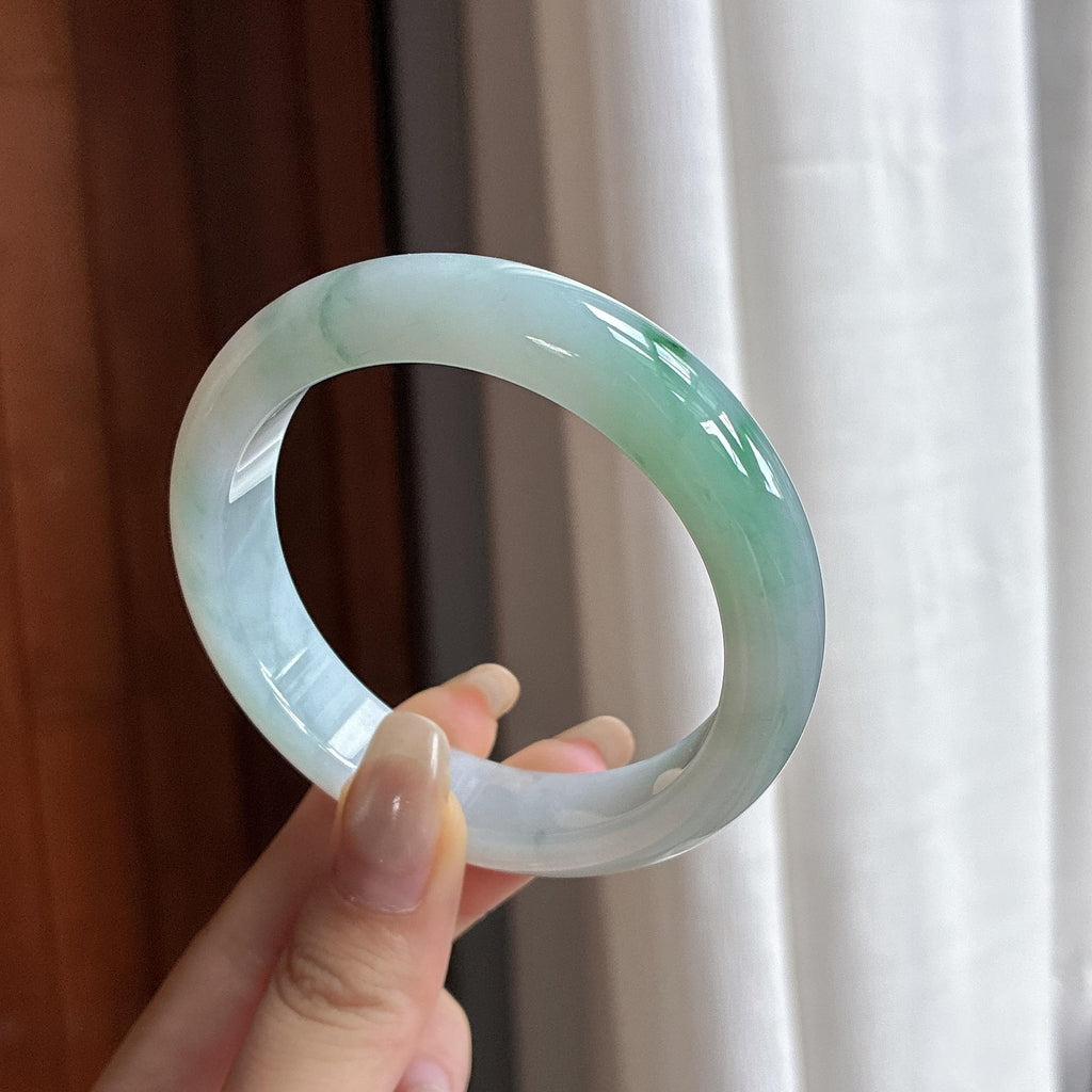 细糯种飘花正圈正圈平安镯 56圈 天然缅甸A货翡翠（yc469610）