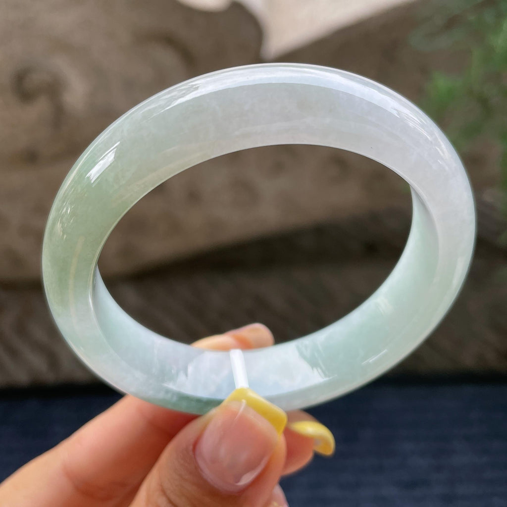 细糯种飘花正圈平安镯54.4圈         天然缅甸A货翡翠（yc381953）