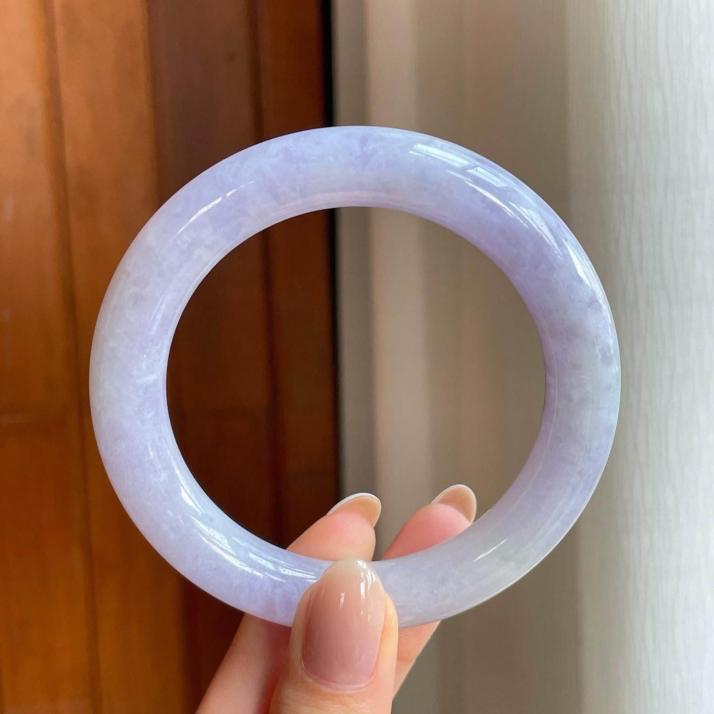 糯冰紫罗兰翡翠圆条手镯（56.8mm)（yc373956）
