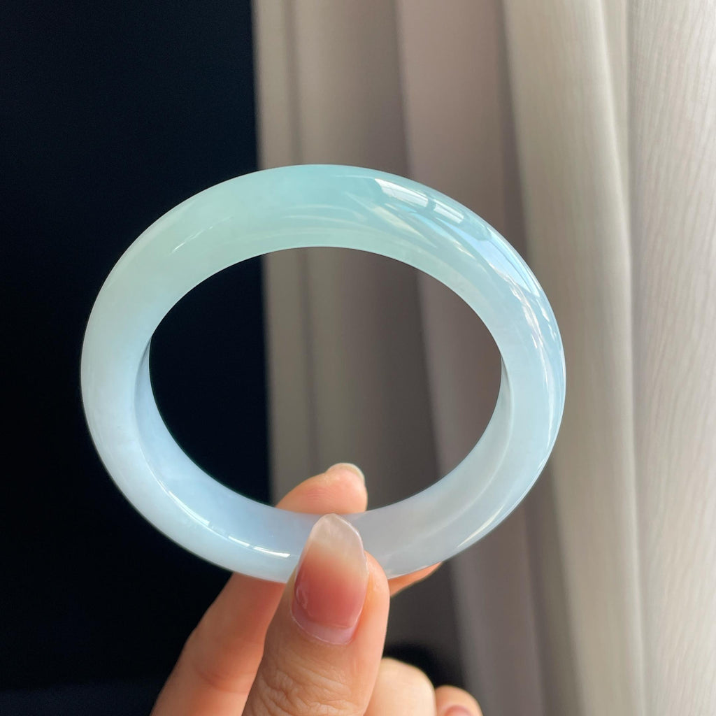 冰种蓝晴底翡翠平安镯（56.7mm)（yc318565）