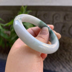 细糯种飘蓝花正圈平安镯55圈口 天然缅甸A货翡翠（yc330286）