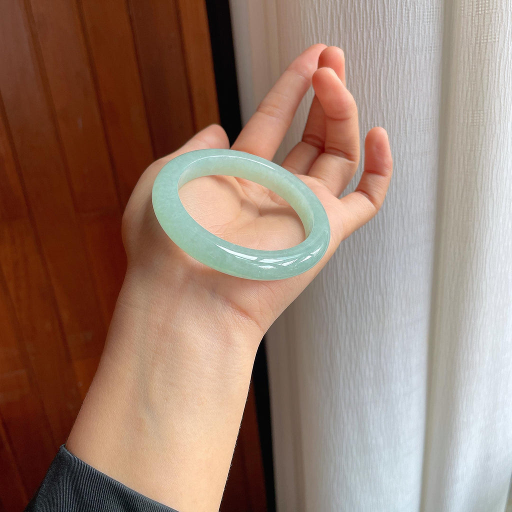 冰种晴底翡翠平安镯（52mm）（yc345503）