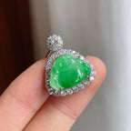 S925银镶糯冰带色翡翠佛公（yc257813）