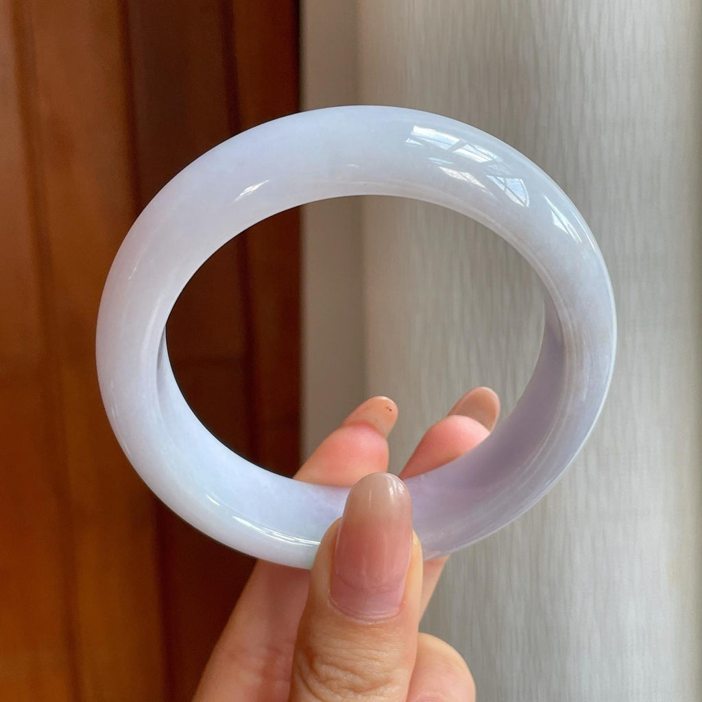 糯冰带色宽版翡翠平安镯（57mm）（yc365768）