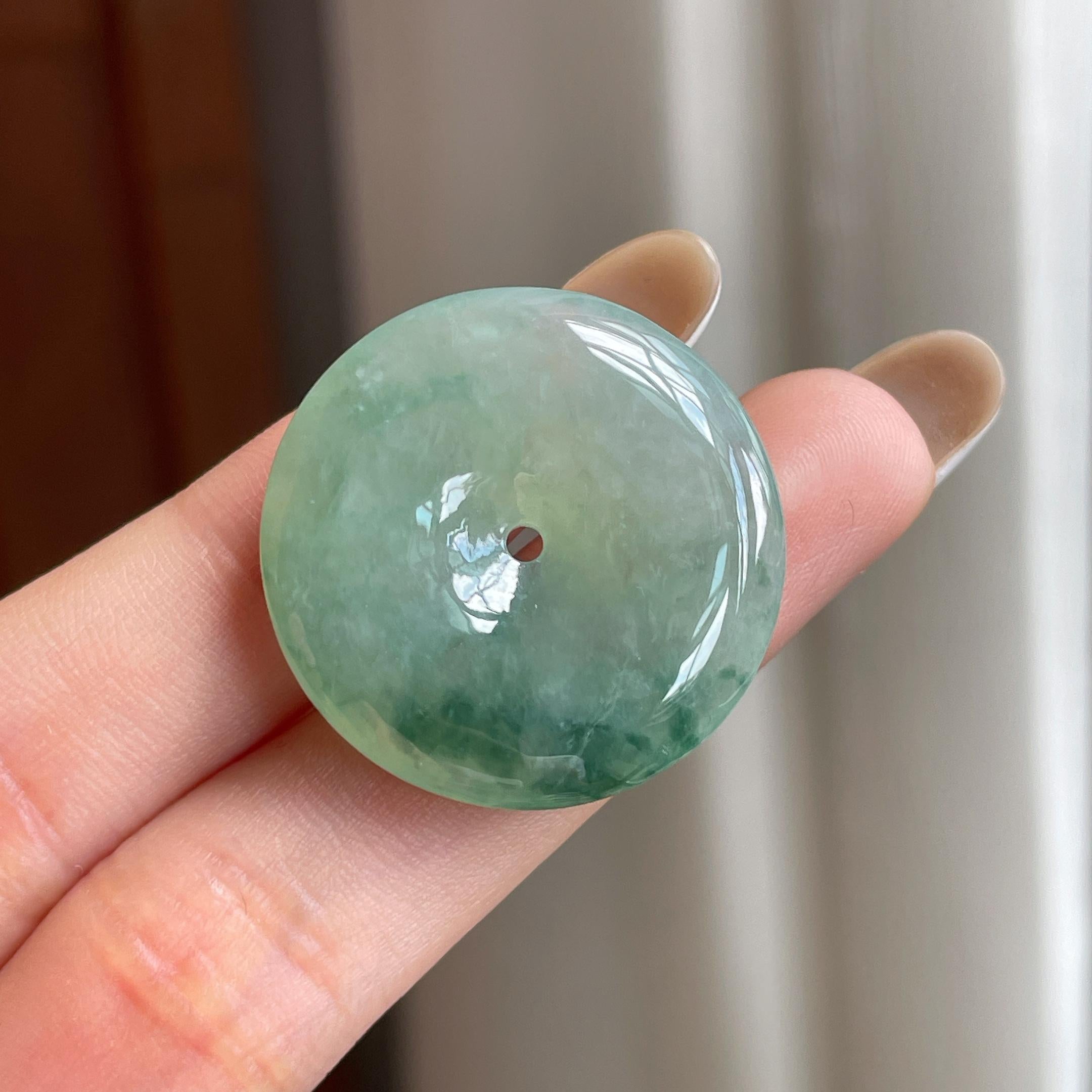 糯冰飘花翡翠平安扣（yc403907）