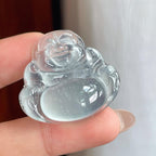 冰玻种雪花棉无色翡翠佛公（yc238170）